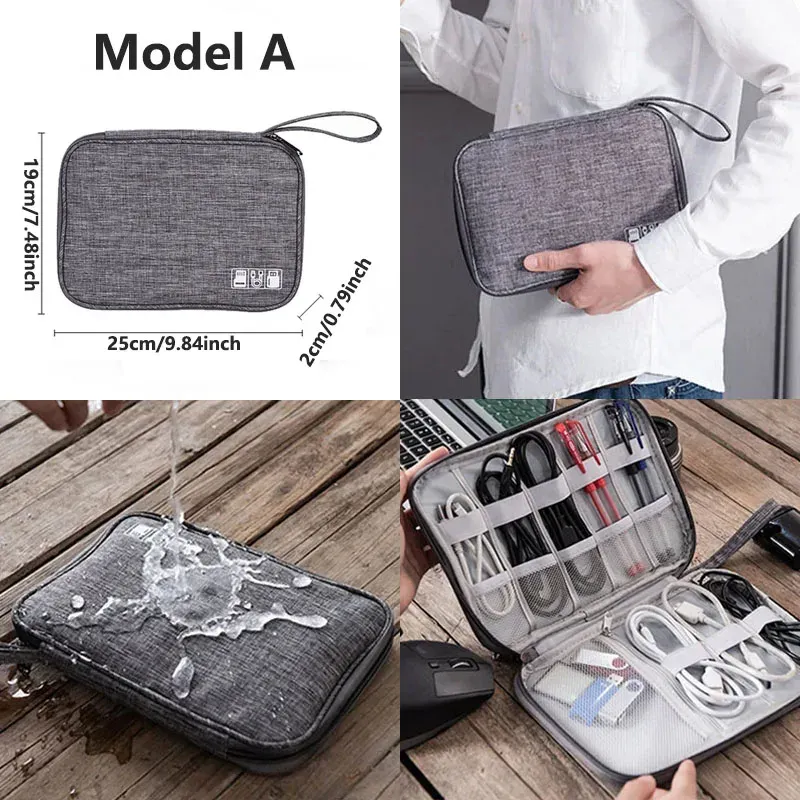 Pochette de rangement portable et étanche pour câbles et accessoires électroniques de voyage 2
