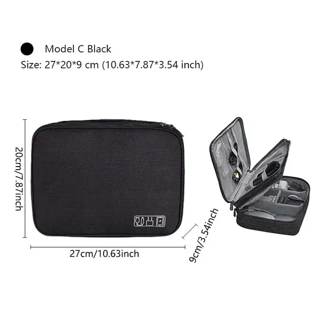 Pochette de rangement portable et étanche pour câbles et accessoires électroniques de voyage 19
