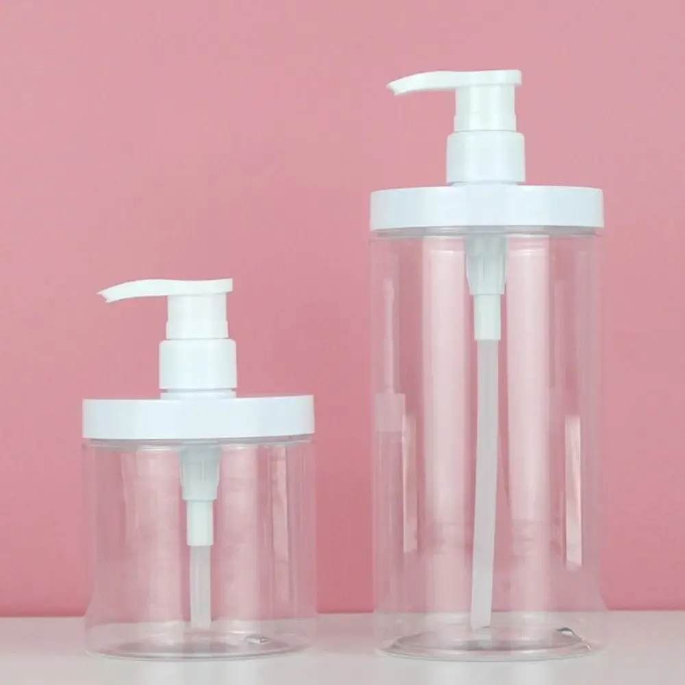 Distributeur de savon liquide 500/1000 ml avec pompe, flacon transparent à large ouverture, rechargeable, en PET - Image 1