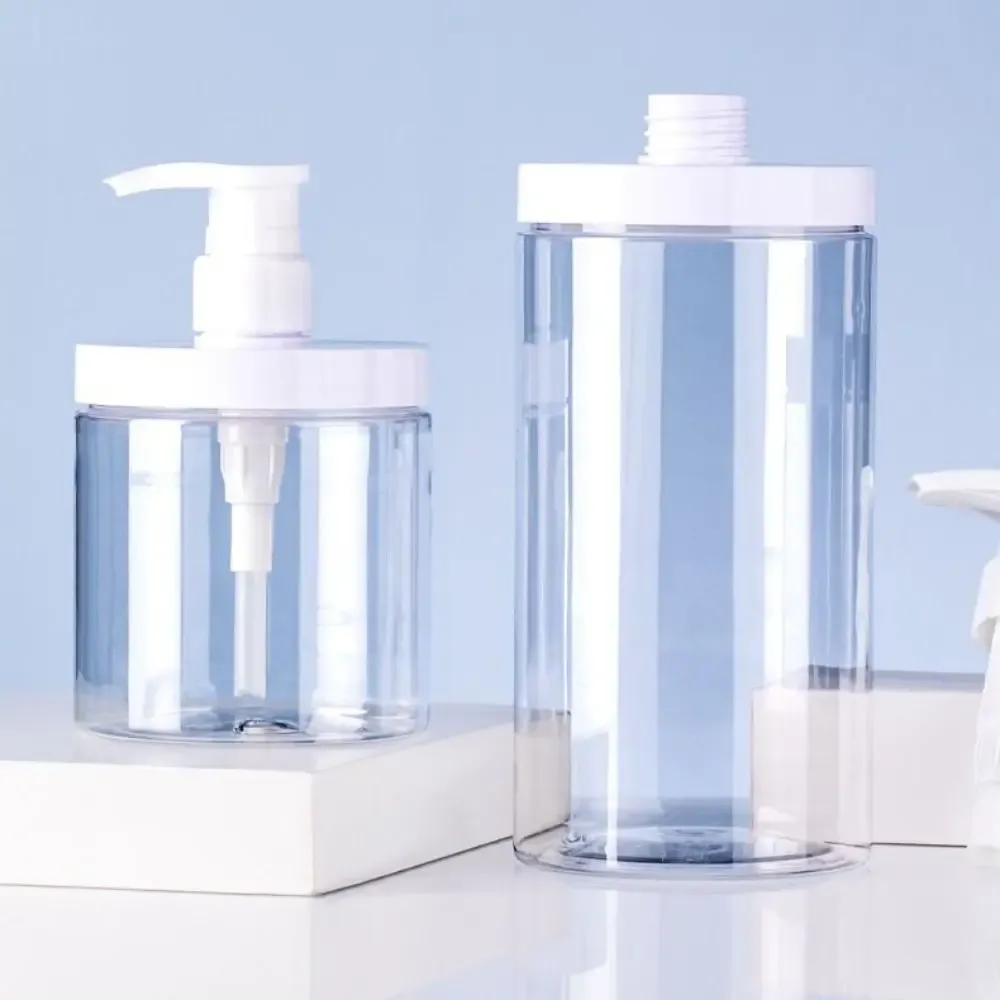 Distributeur de savon liquide 500/1000 ml avec pompe, flacon transparent à large ouverture, rechargeable, en PET 2