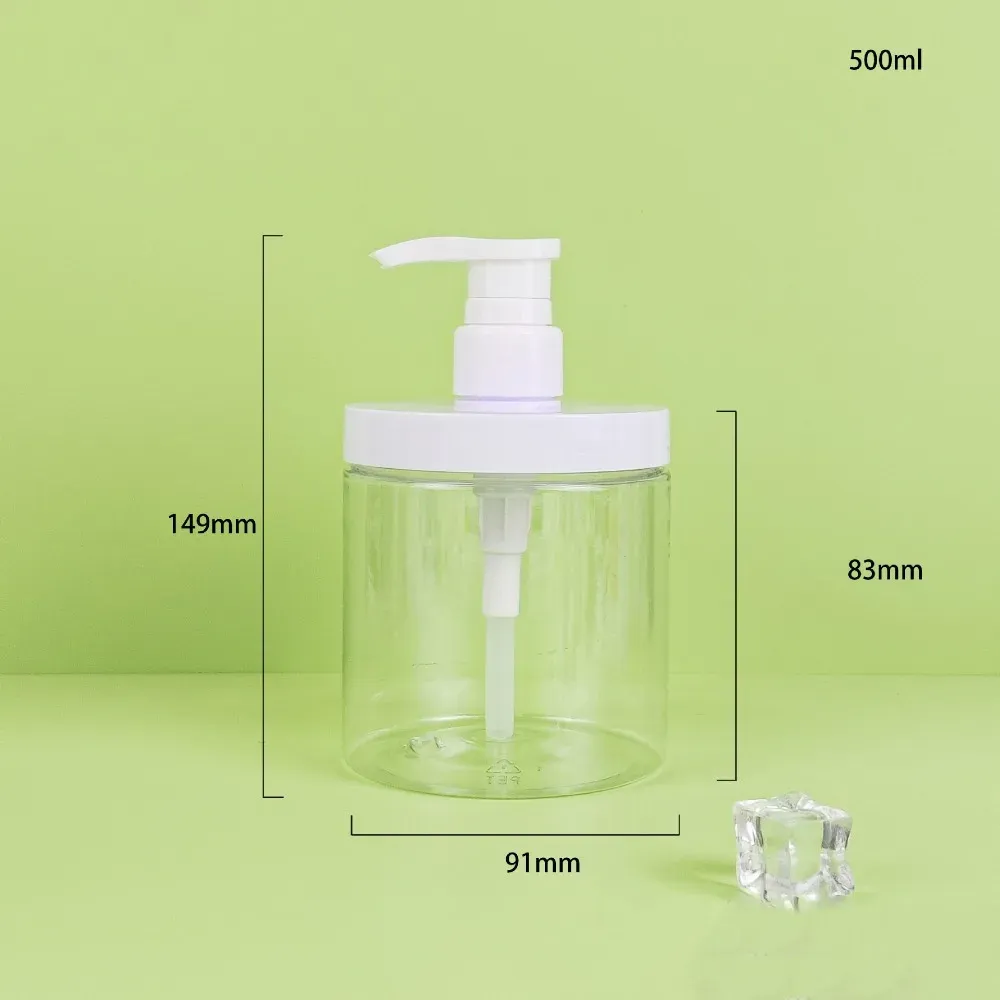 Distributeur de savon liquide 500/1000 ml avec pompe, flacon transparent à large ouverture, rechargeable, en PET 7