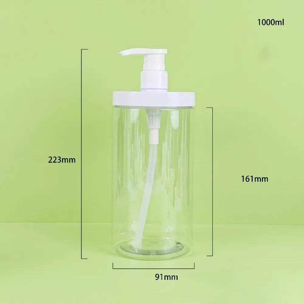 Distributeur de savon liquide 500/1000 ml avec pompe, flacon transparent à large ouverture, rechargeable, en PET 11