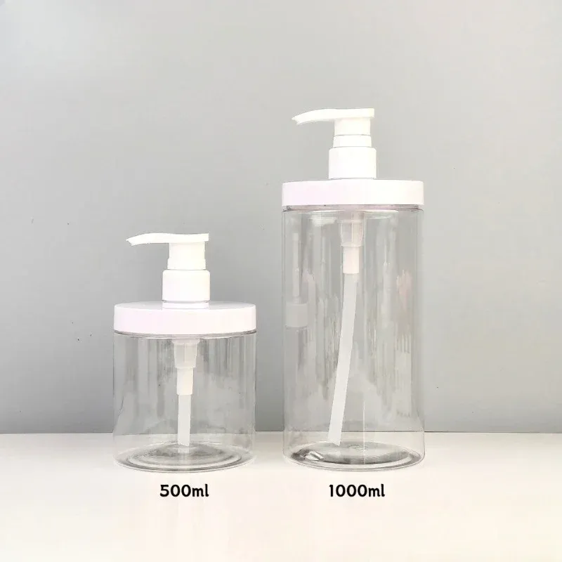 Distributeur de savon liquide 500/1000 ml avec pompe, flacon transparent à large ouverture, rechargeable, en PET 8