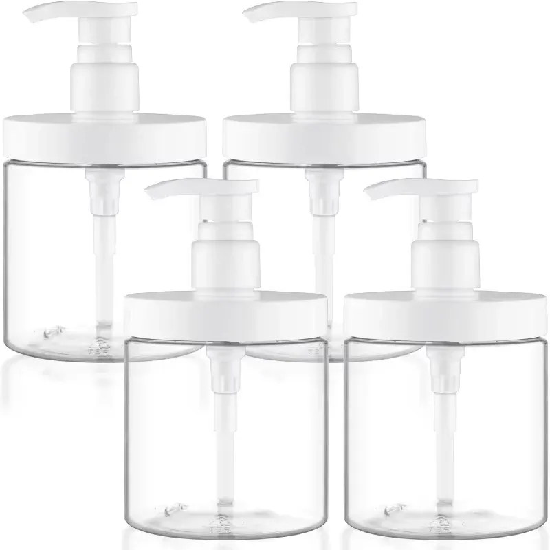Distributeur de savon liquide 500/1000 ml avec pompe, flacon transparent à large ouverture, rechargeable, en PET 10