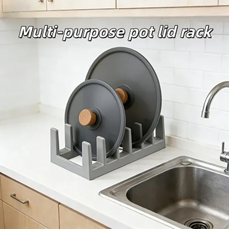 Support de rangement multifonctionnel à plusieurs emplacements pour couvercles de casseroles, planches à découper et vaisselle 4