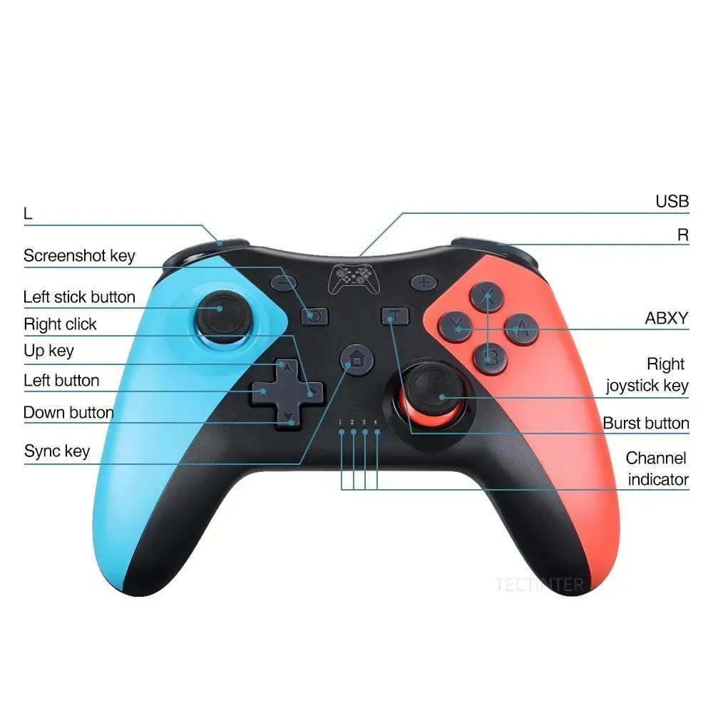 Manette Bluetooth sans fil pour Nintendo Switch 2 / Switch Pro, compatible avec Switch Pro, OLED, Lite, PC et Android 5