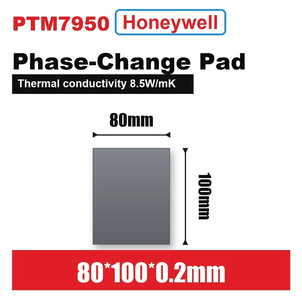 Coussin thermique à changement de phase Honeywell PTM7950 100 % 0,25 mm, 8,5 W/m·K, pour processeur et carte graphique d'ordinateur portable 12