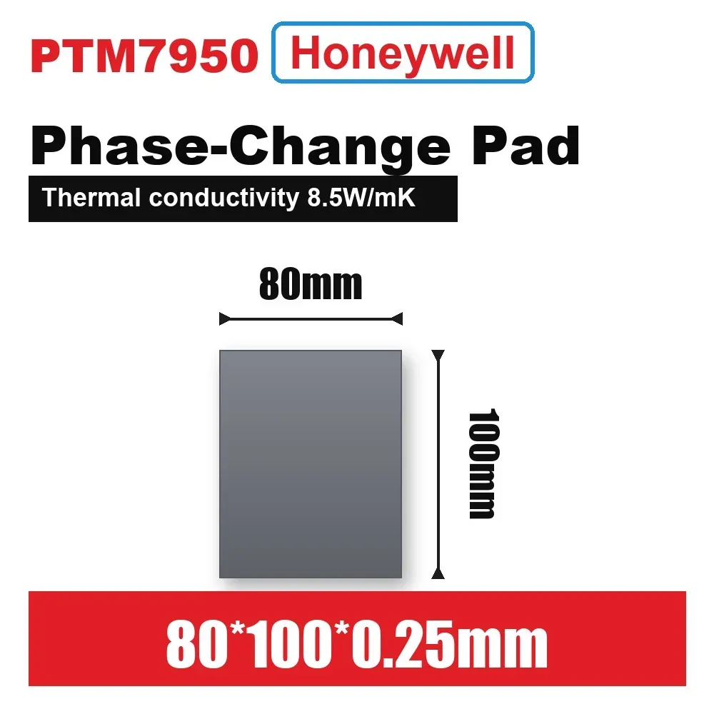 Coussin thermique à changement de phase Honeywell PTM7950 100 % 0,25 mm, 8,5 W/m·K, pour processeur et carte graphique d'ordinateur portable 10