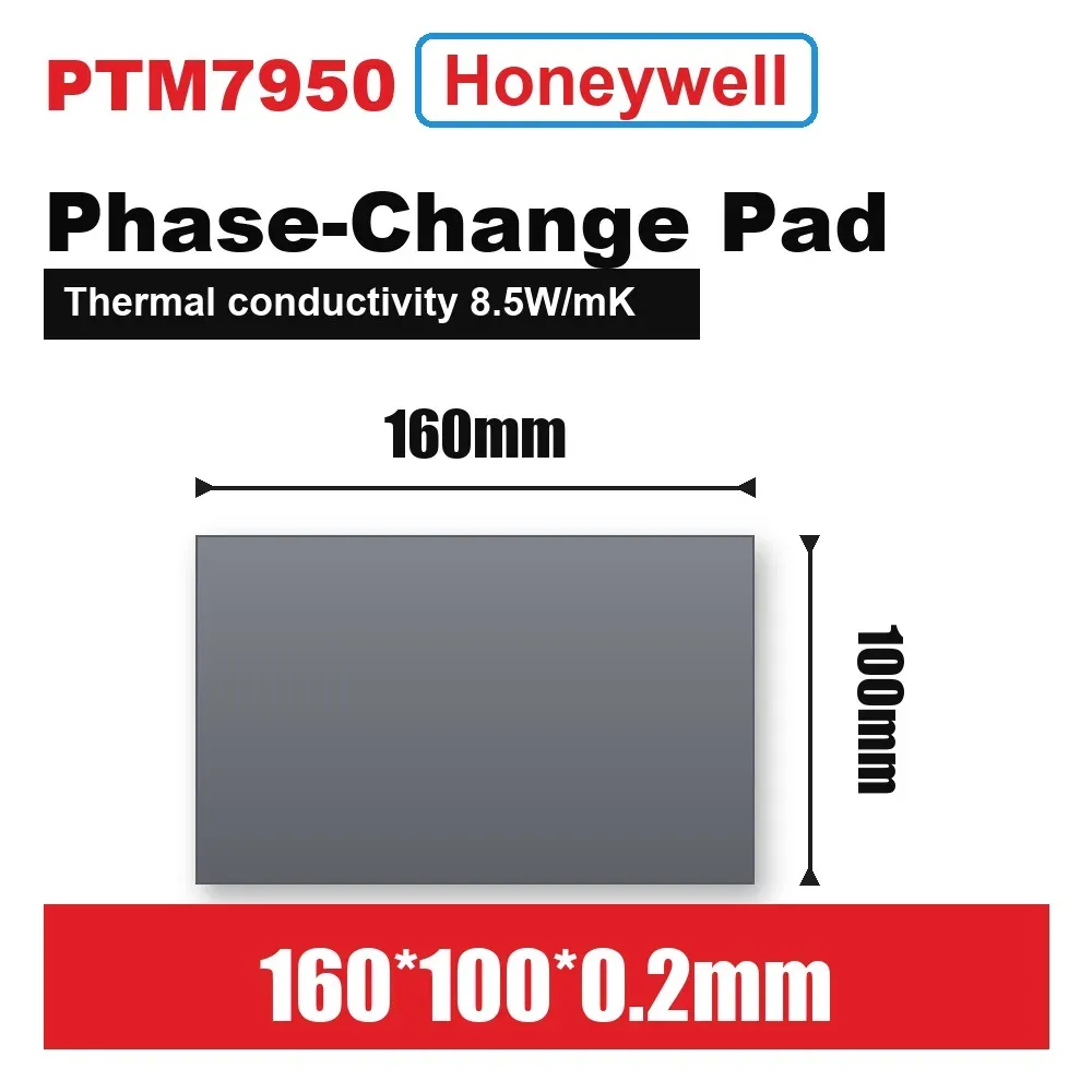Coussin thermique à changement de phase Honeywell PTM7950 100 % 0,25 mm, 8,5 W/m·K, pour processeur et carte graphique d'ordinateur portable 8