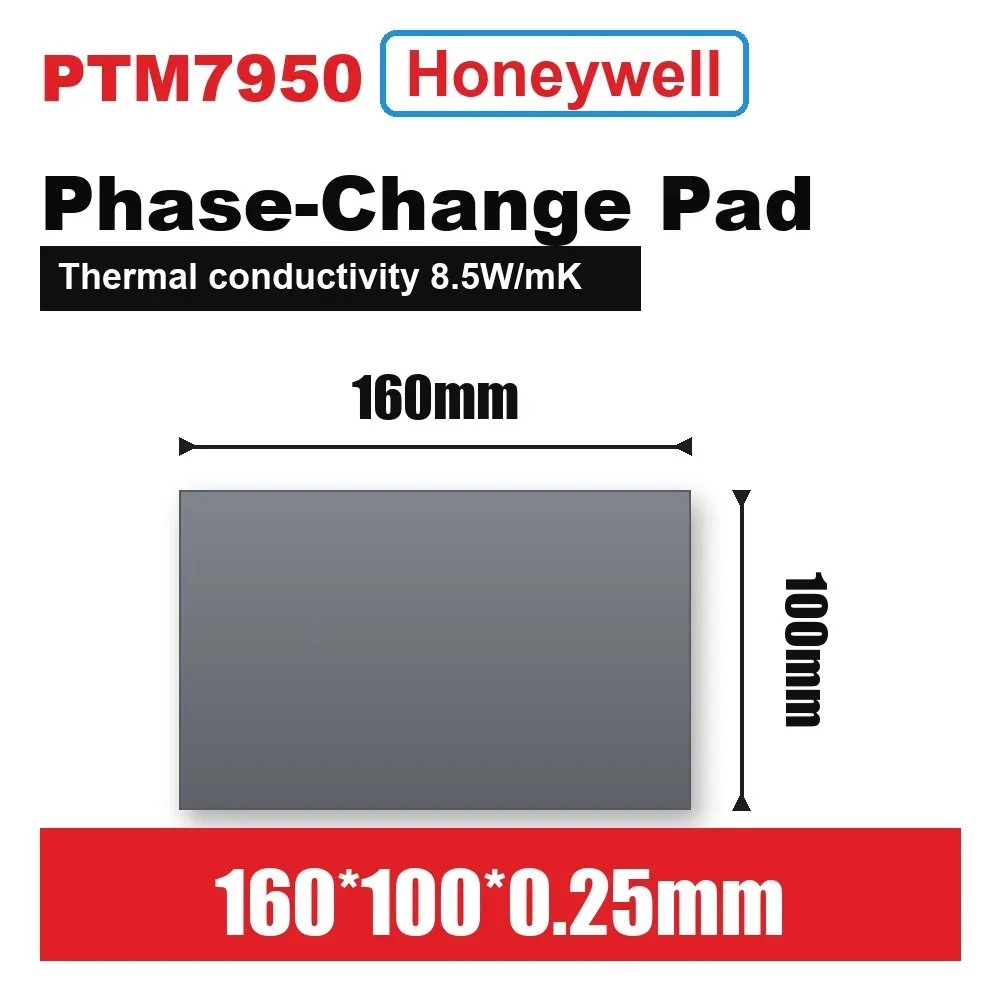 Coussin thermique à changement de phase Honeywell PTM7950 100 % 0,25 mm, 8,5 W/m·K, pour processeur et carte graphique d'ordinateur portable 7