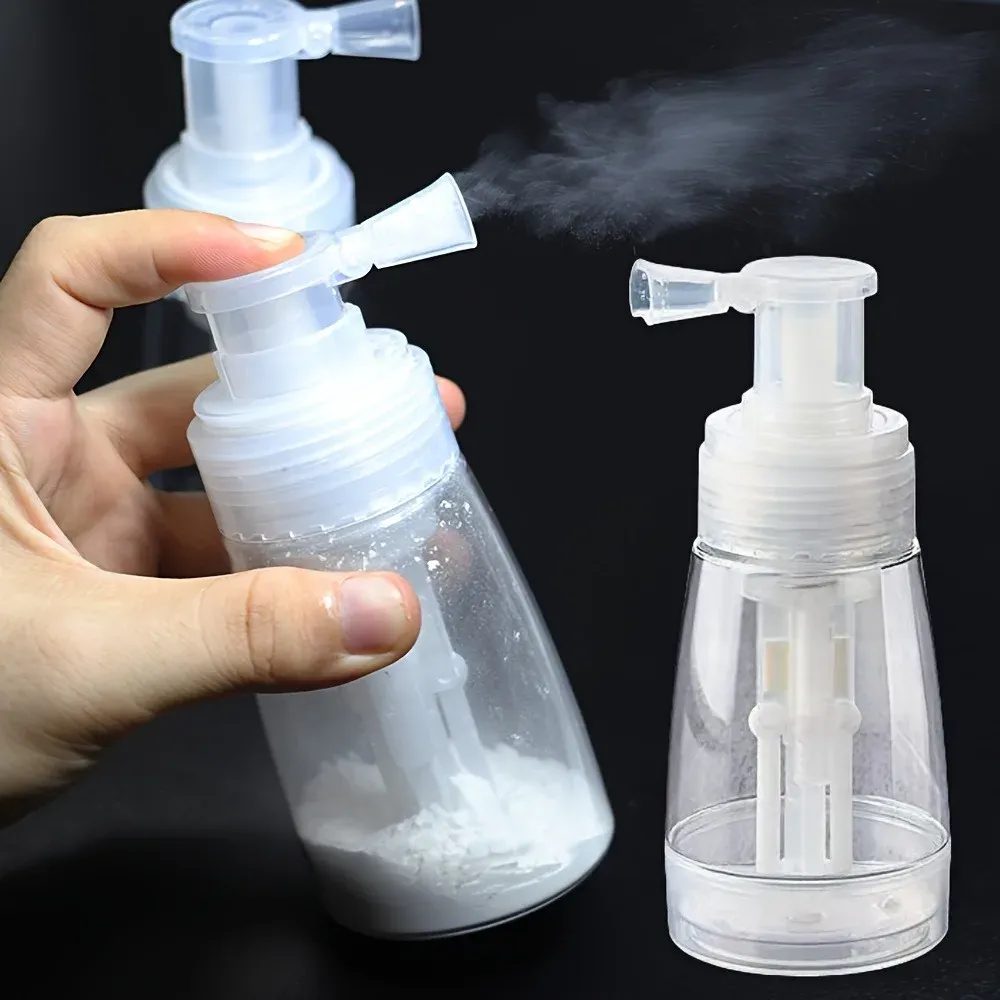 Flacon atomiseur de poudre pour barbier, vue d'ensemble