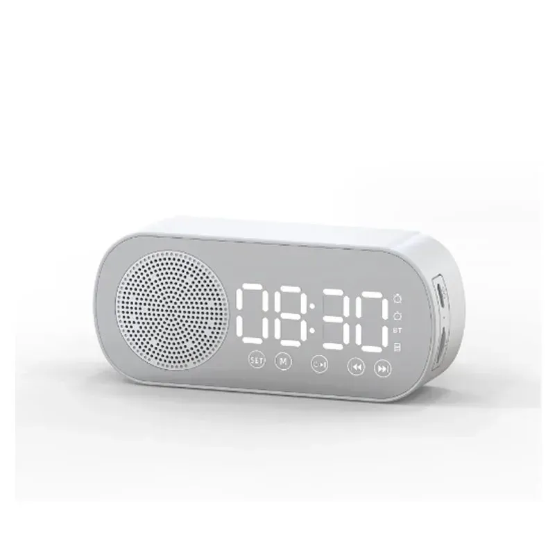 Réveil Bluetooth avec haut-parleur, radio-réveil numérique à affichage LED miroir, réveil puissant pour les gros dormeurs 7