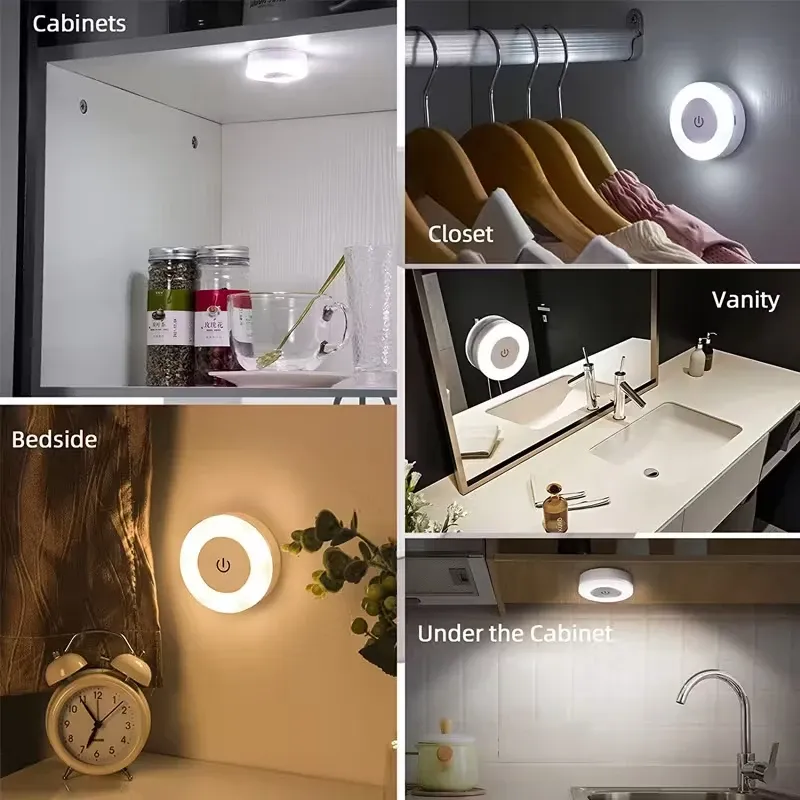 Veilleuse LED tactile rechargeable USB avec fixation magnétique, applique murale portable, éclairage économe en énergie pour chambre et couloir 6