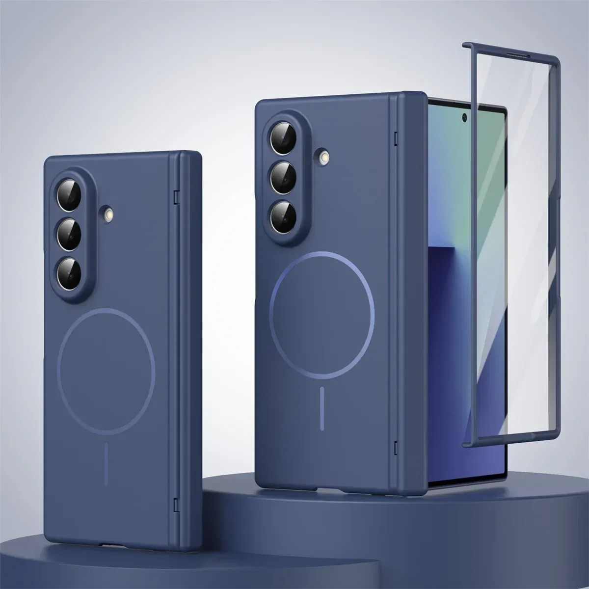 Coque de protection magnétique à charnière pour Samsung Galaxy Z Fold 3, 4, 5, 6 et 7, compatible MagSafe, avec protection d'écran 9