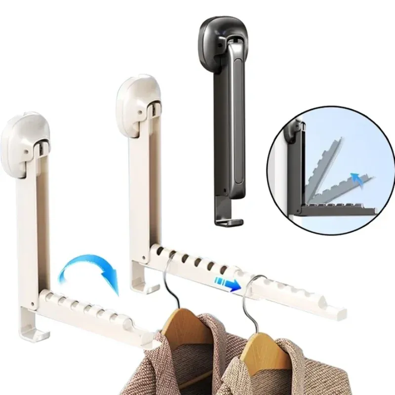 Séchoir à linge mural pliable à ventouse, rétractable, sans perçage, pour le séchage des vêtements