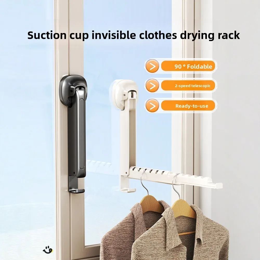 Séchoir à linge mural pliable à ventouse, rétractable, sans perçage, pour le séchage des vêtements 5