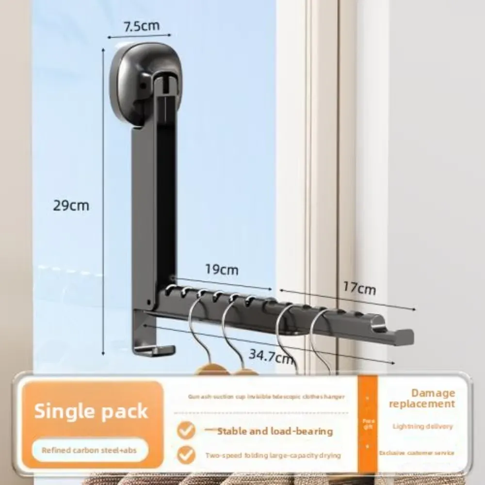 Séchoir à linge mural pliable à ventouse, rétractable, sans perçage, pour le séchage des vêtements 8