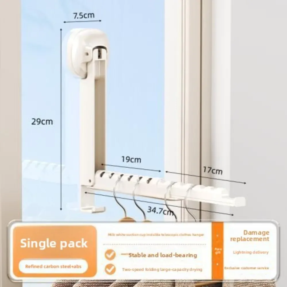Séchoir à linge mural pliable à ventouse, rétractable, sans perçage, pour le séchage des vêtements 7