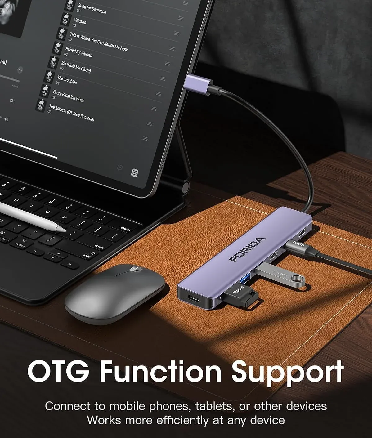 Hub USB-C FORIDA 3.2 10 Gbps, répartiteur USB-C HDMI en aluminium, station d'alimentation PD 100 W, adaptateur USB 3.0 pour ordinateur portable, MacBook, iPad 5