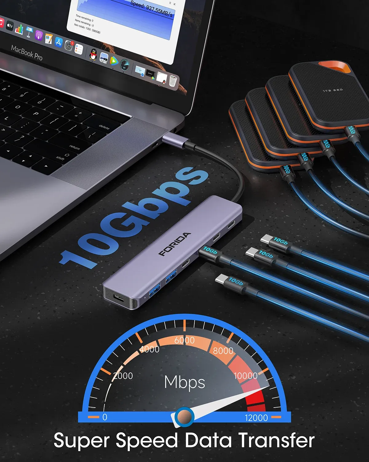 Hub USB-C en aluminium FORIDA en situation