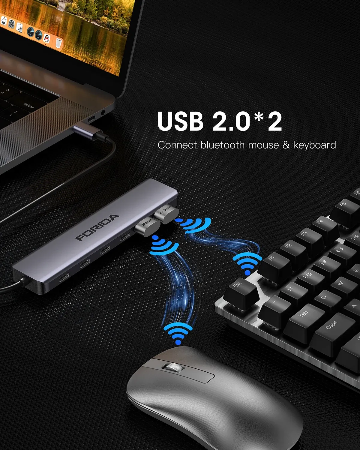 Hub USB-C en aluminium FORIDA espace de travail