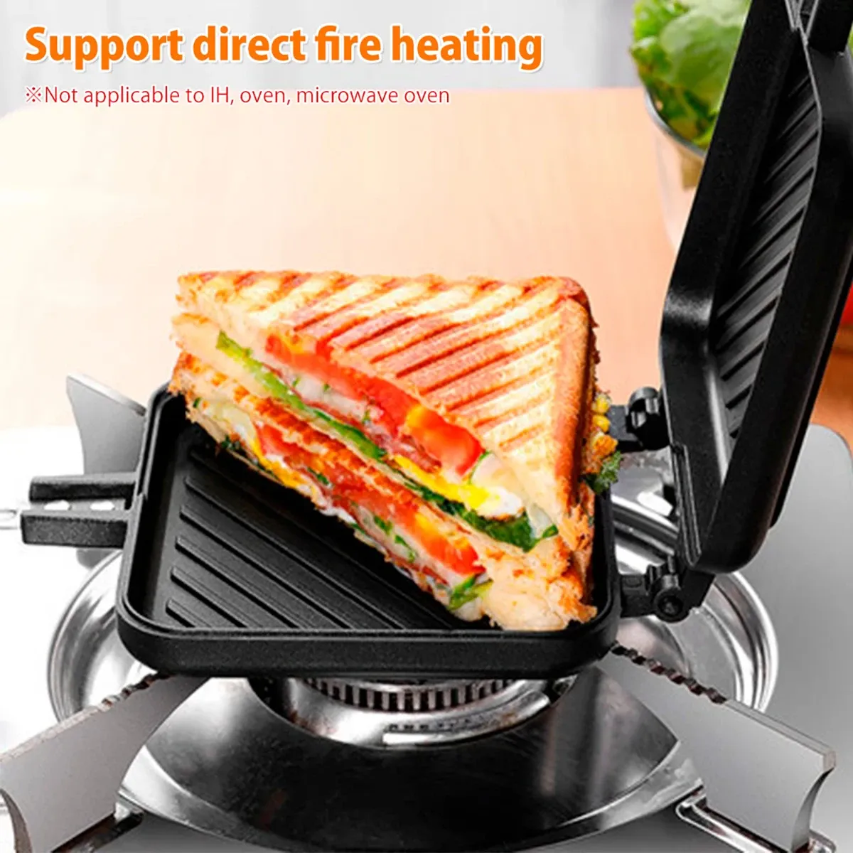 Machine à sandwich double face antiadhésive, fer JxToast pour petit-déjeuner, gaufres, croque-monsieur et grillades 4