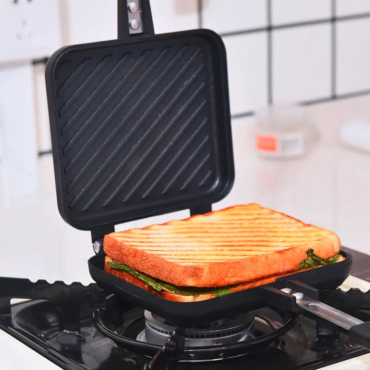 Machine à sandwich double face antiadhésive, fer JxToast pour petit-déjeuner, gaufres, croque-monsieur et grillades 5
