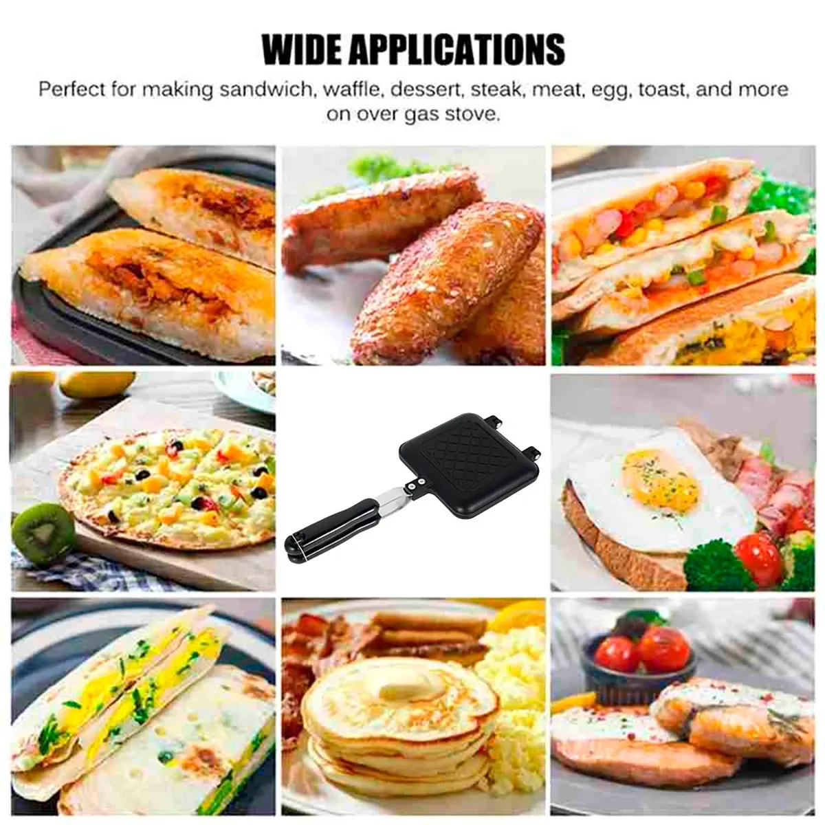 Machine à sandwich double face antiadhésive, fer JxToast pour petit-déjeuner, gaufres, croque-monsieur et grillades 6