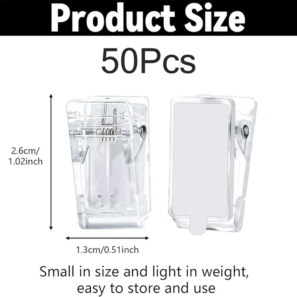 Lot de 50 clips muraux auto-adhésifs transparents en acrylique pour affiches et photos 2