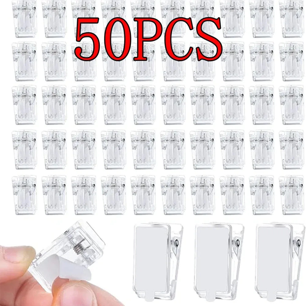 Lot de 50 clips muraux auto-adhésifs transparents en acrylique pour affiches et photos 1