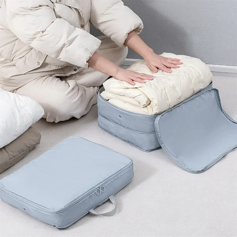 Sac de compression pour vêtements d'automne et d'hiver, organisateur de garde-robe en coton pour doudounes et bagages 2
