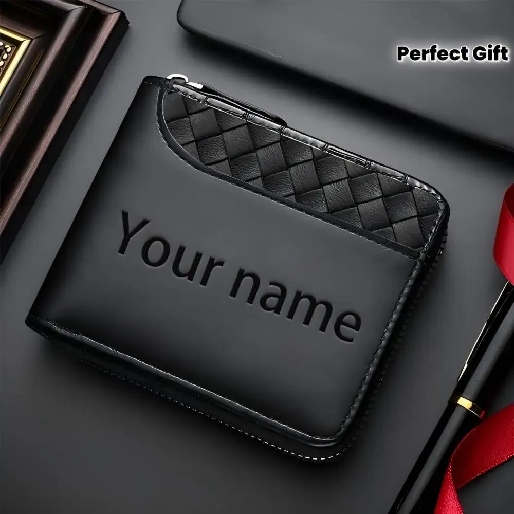 Portefeuille en similicuir de luxe noir pour homme, vue d'ensemble