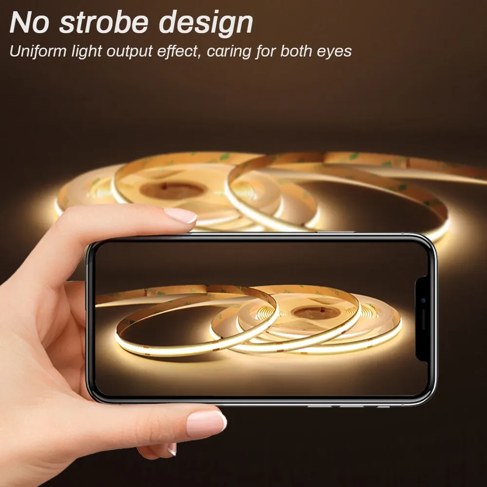 Bande LED COB flexible 3 mm/5 mm, 12 V/24 V, température de couleur variable 3000K/4000K/6000K, haute densité, IRC 90 2