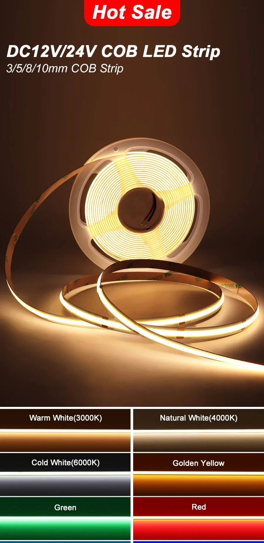Bande LED COB flexible pour décoration intérieure