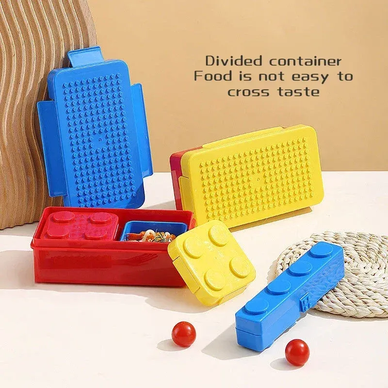 Boîte à déjeuner hermétique portable au design coloré en blocs de construction, idéale pour les enfants et les étudiants 3