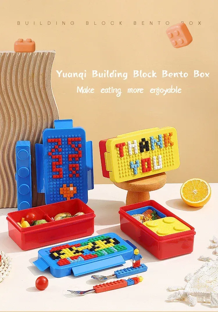 Boîte à déjeuner en blocs de construction, vue d'ensemble