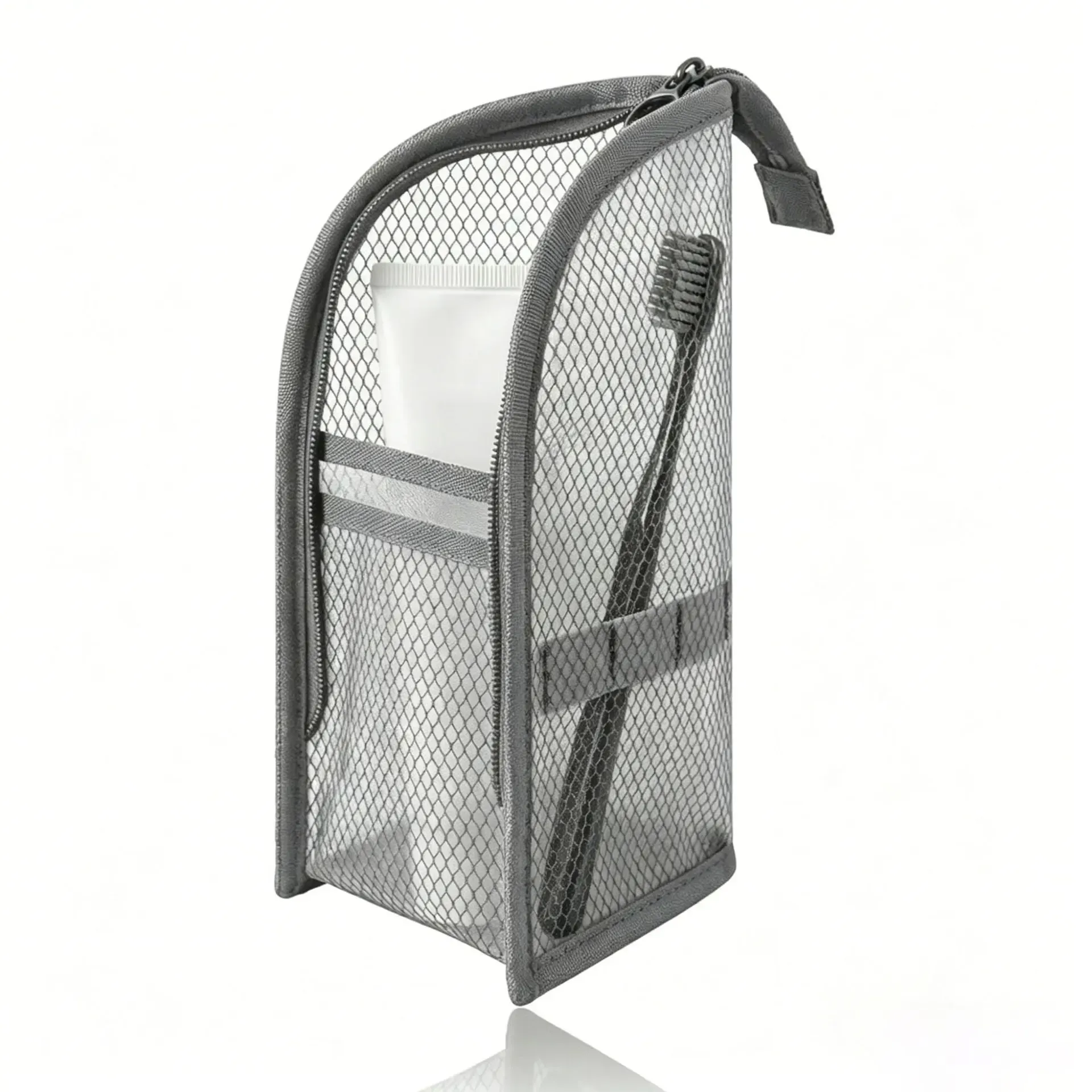 Trousse de toilette portable en maille, étui de voyage pliable et imperméable en EVA pour brosse à dents et cosmétiques 8