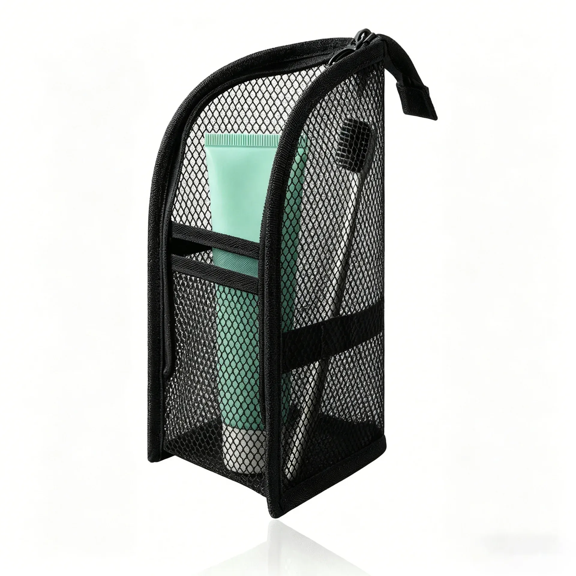 Trousse de toilette portable en maille, étui de voyage pliable et imperméable en EVA pour brosse à dents et cosmétiques 13