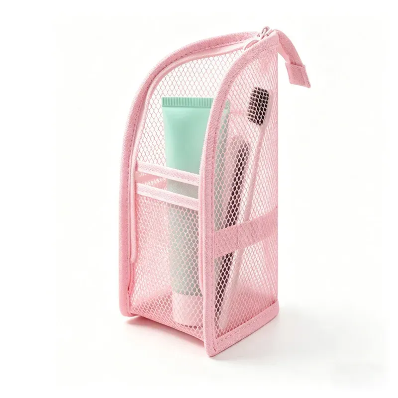 Trousse de toilette portable en maille, étui de voyage pliable et imperméable en EVA pour brosse à dents et cosmétiques 15