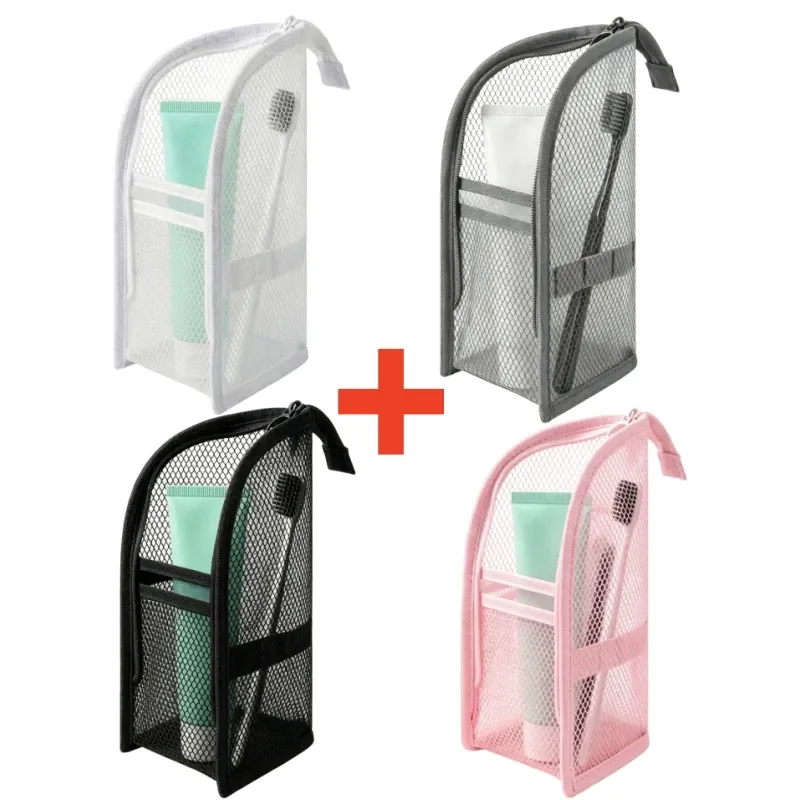 Trousse de toilette portable en maille, étui de voyage pliable et imperméable en EVA pour brosse à dents et cosmétiques 19