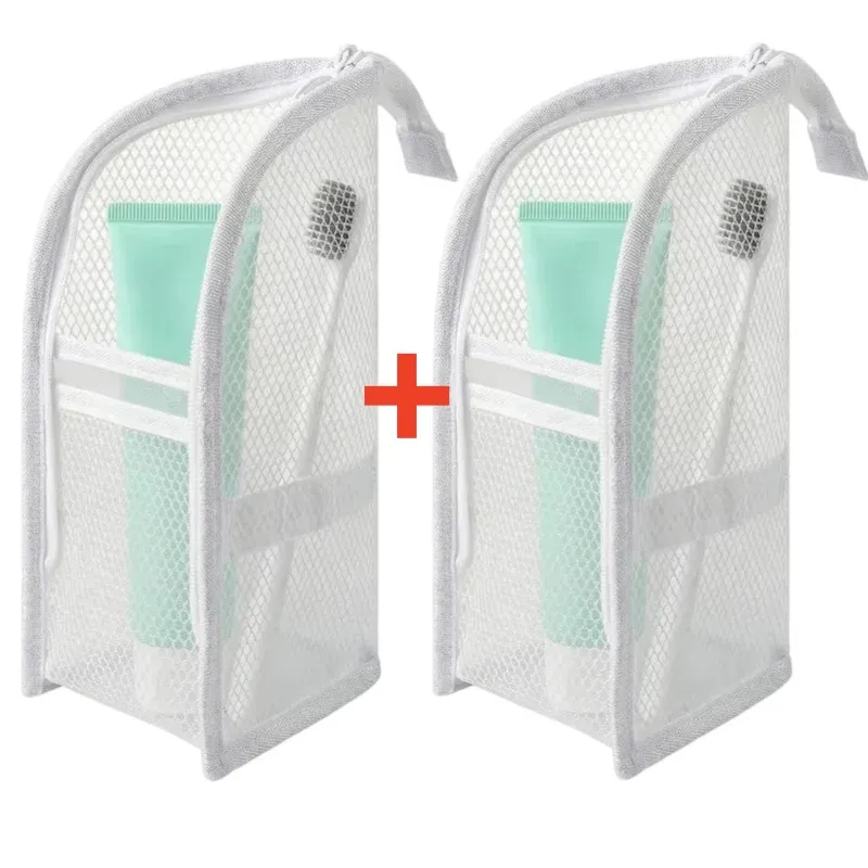 Trousse de toilette portable en maille, étui de voyage pliable et imperméable en EVA pour brosse à dents et cosmétiques 16