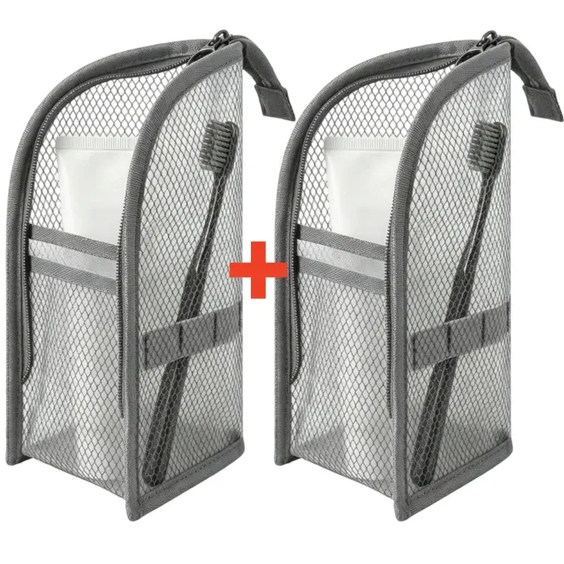 Trousse de toilette portable en maille, étui de voyage pliable et imperméable en EVA pour brosse à dents et cosmétiques 14