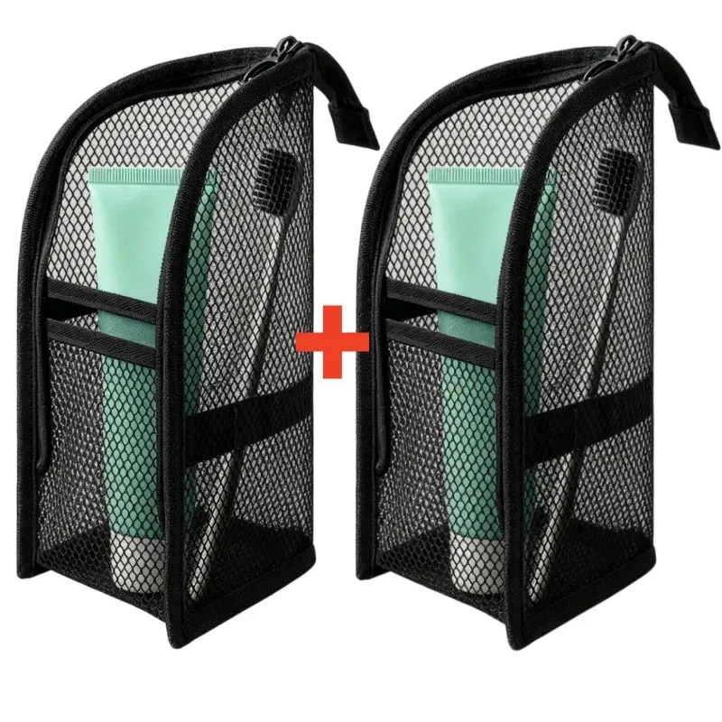 Trousse de toilette portable en maille, étui de voyage pliable et imperméable en EVA pour brosse à dents et cosmétiques 12