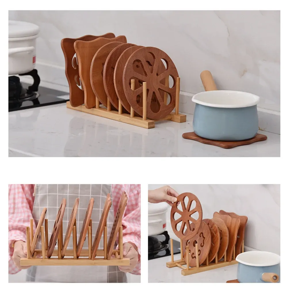 Égouttoir à vaisselle en bois pour cuisine avec plateau et étagère de séchage 6
