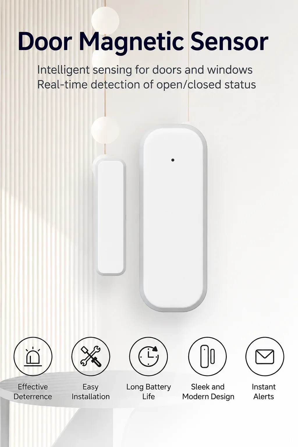 Capteur magnétique intelligent Wi-Fi Tuya pour porte et fenêtre