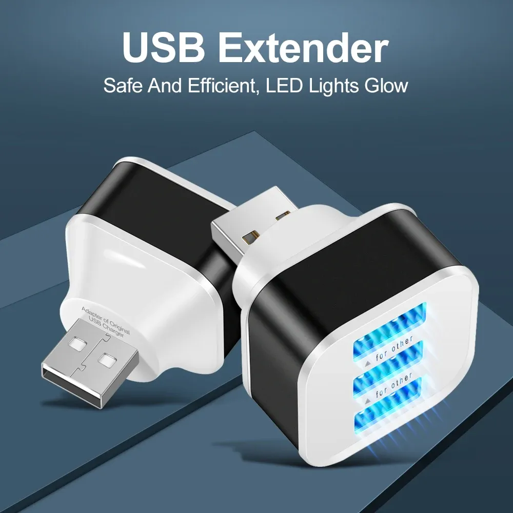 Adaptateur d'extension USB 3 en 1 à 3 ports, séparateur USB multiport, accessoire électronique pour automobile 2