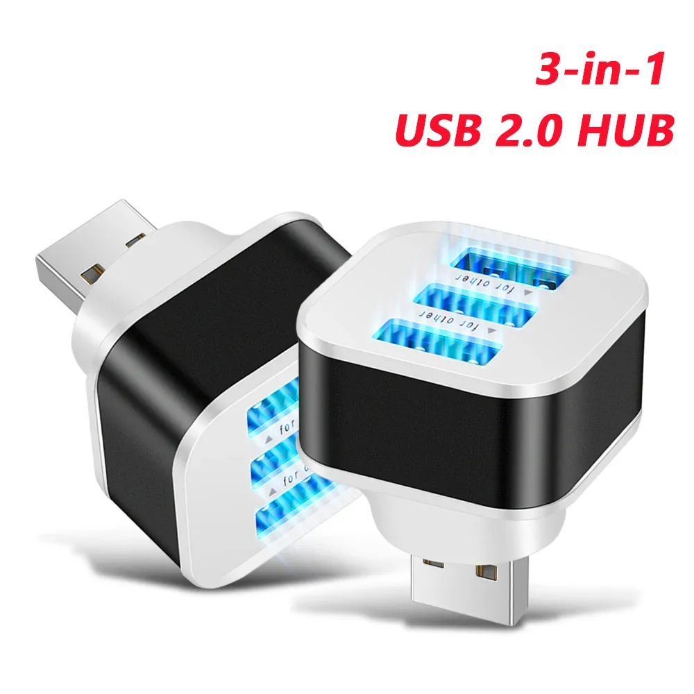 Adaptateur d'extension USB 3 en 1 à 3 ports, séparateur USB multiport, accessoire électronique pour automobile