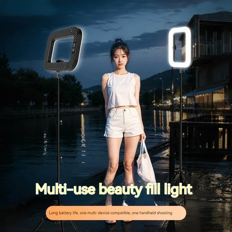 Anneau lumineux LED portable et rechargeable avec trépied et support pour téléphone, 3 couleurs et 10 niveaux de luminosité 5