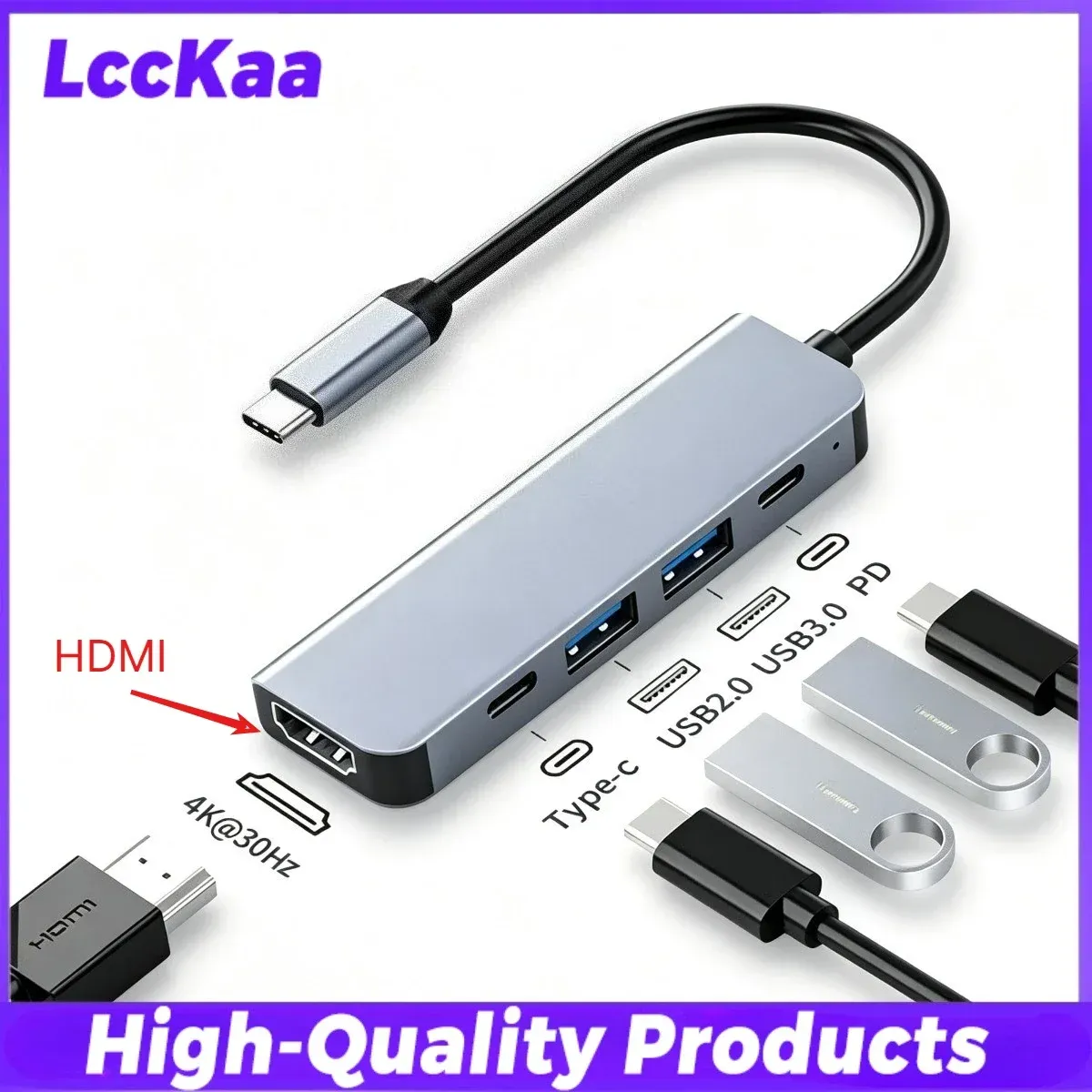 Station d'accueil USB-C 8 en 2 avec prise audio 3,5 mm et lecteur de cartes Micro SD pour MacBook, ordinateur portable, tablette et smartphone 10