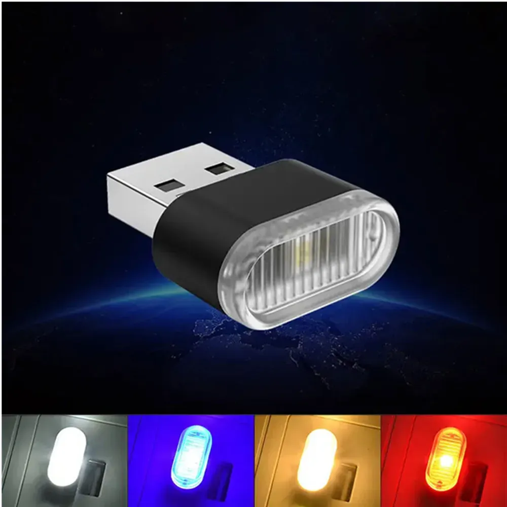 Mini lampe LED USB d'ambiance pour voiture, éclairage néon décoratif universel, compatible PC portable, fonctionnement plug and play